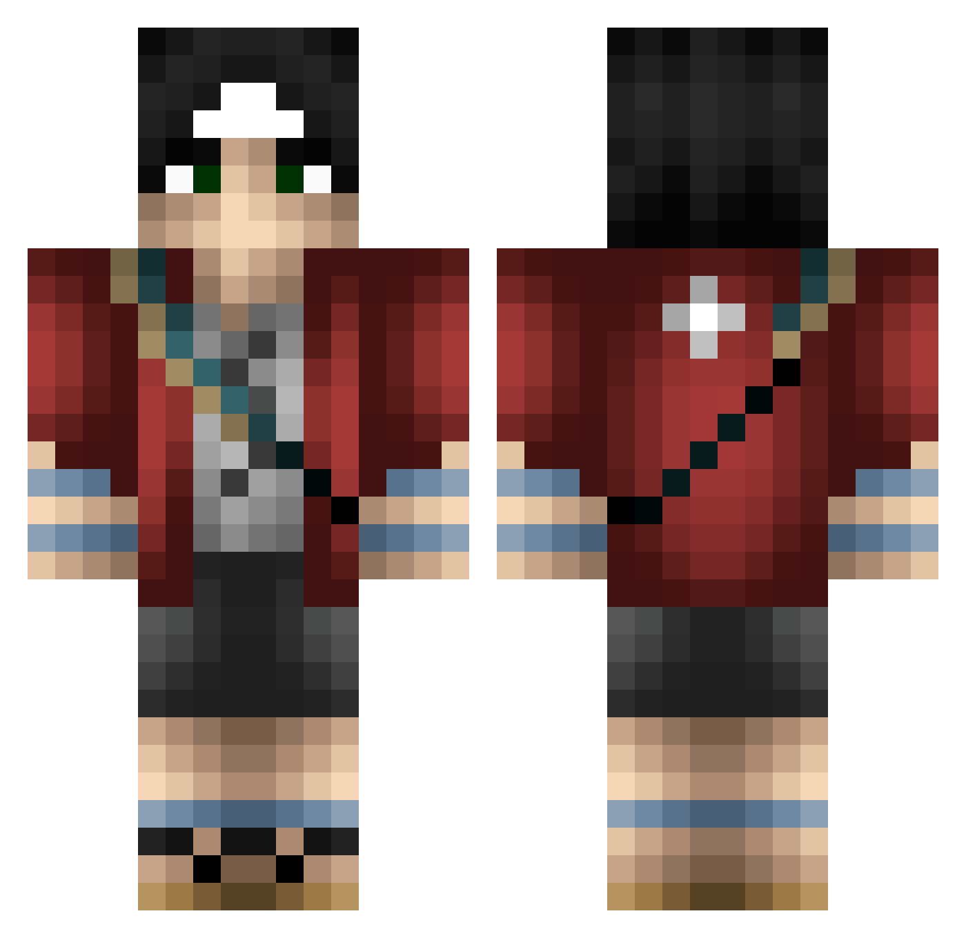 Erisite Minecraft skin, front and back view
