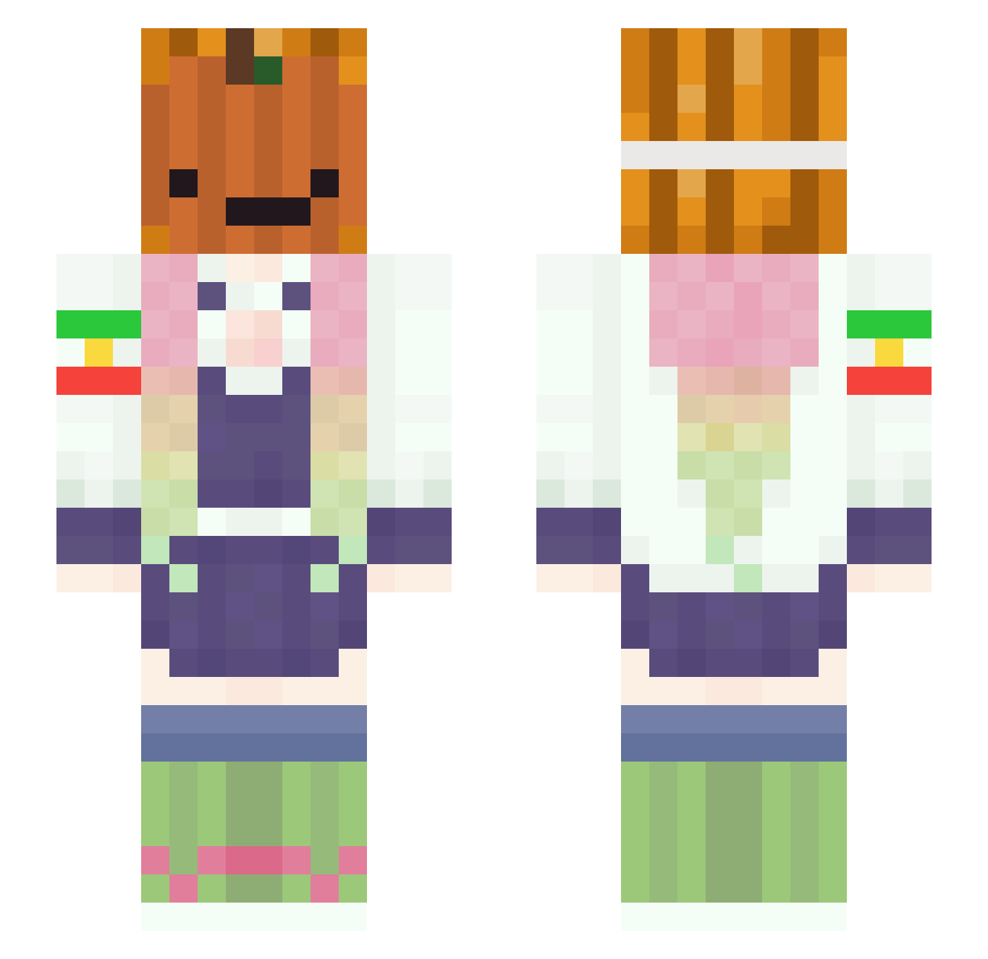 imjinxwow Minecraft skin, front and back view