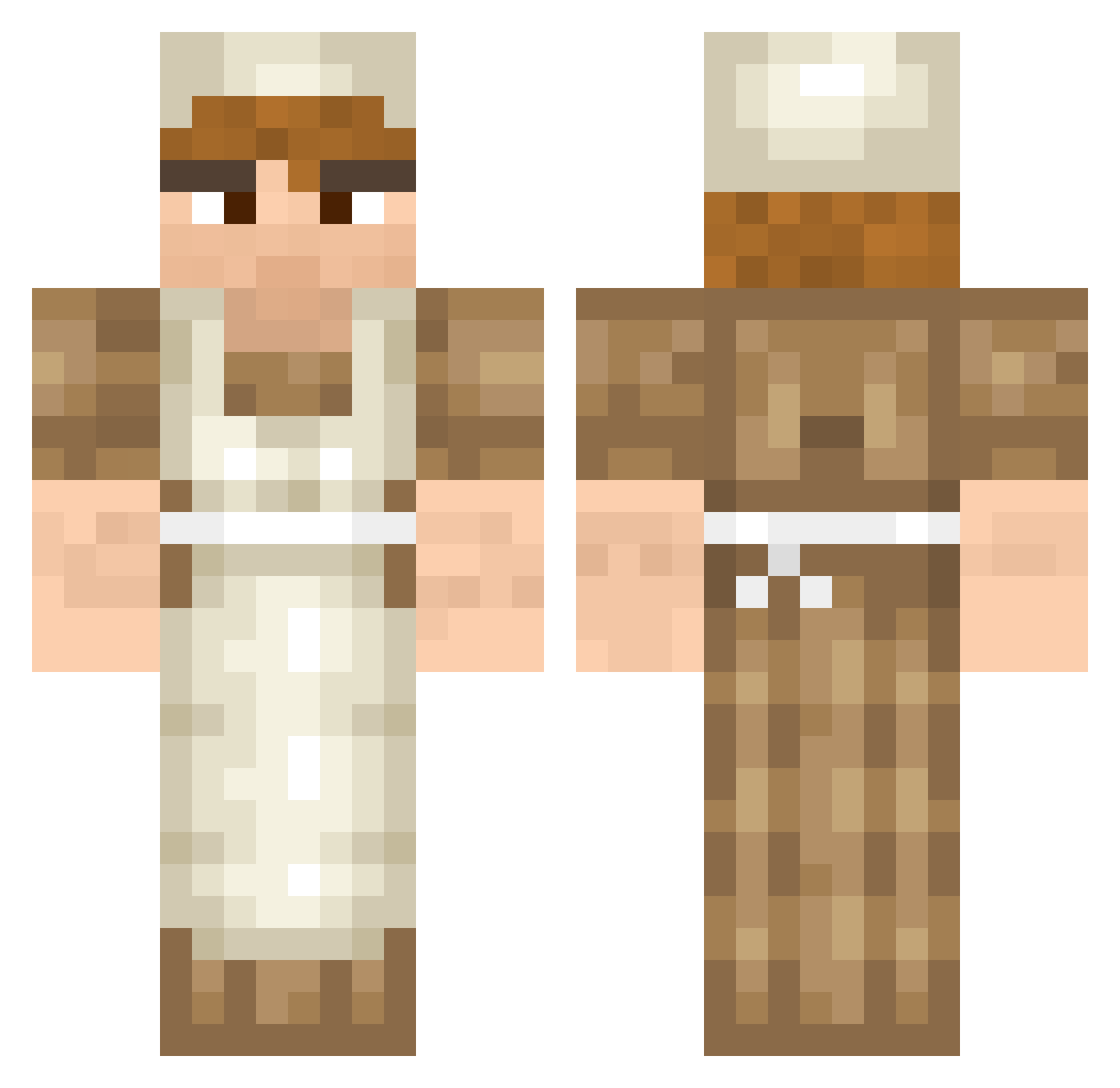 NPC2 Minecraft skin, front and back view