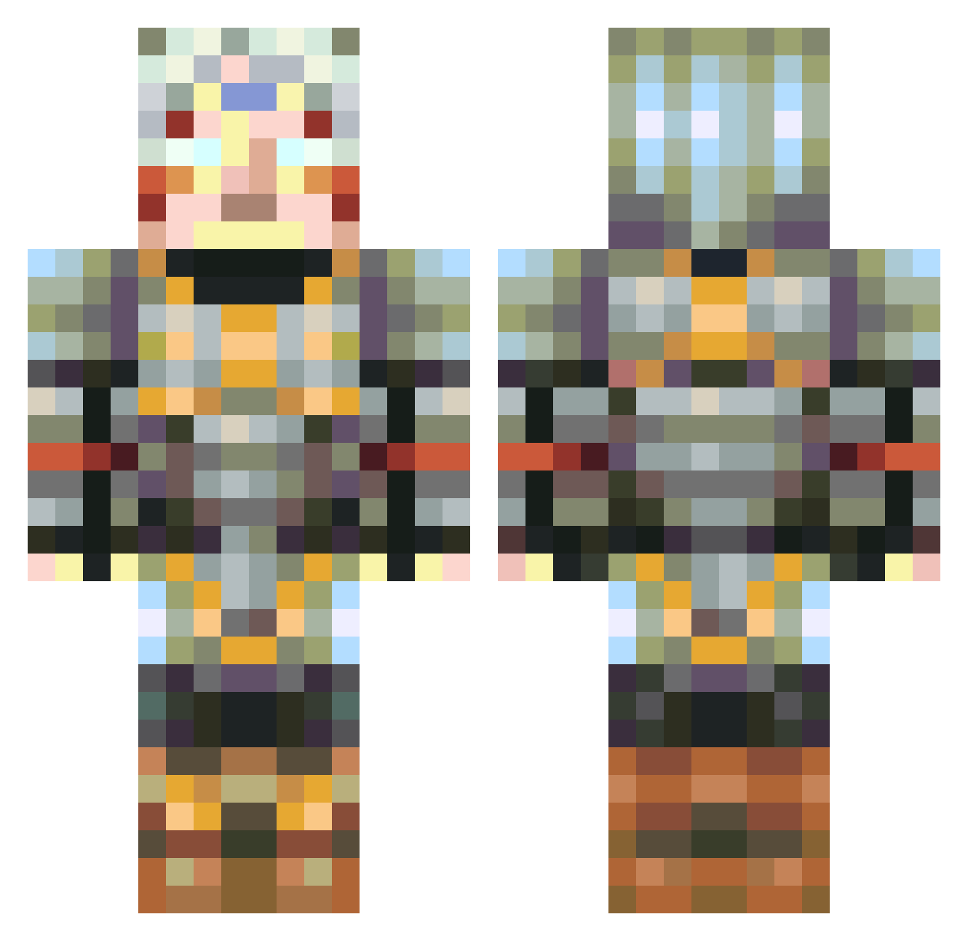 WalnutWinner Minecraft skin, front and back view