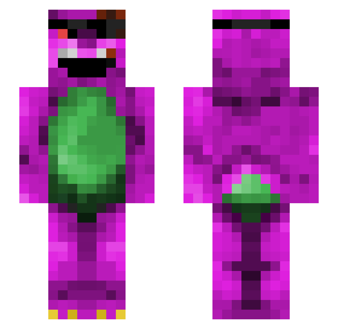 vurbo Minecraft skin, front and back view