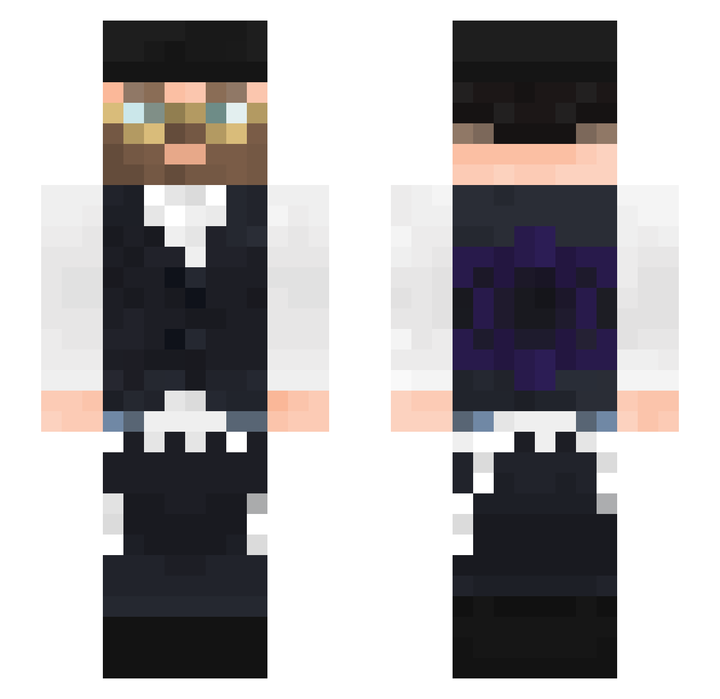 whex87 Minecraft skin, front and back view