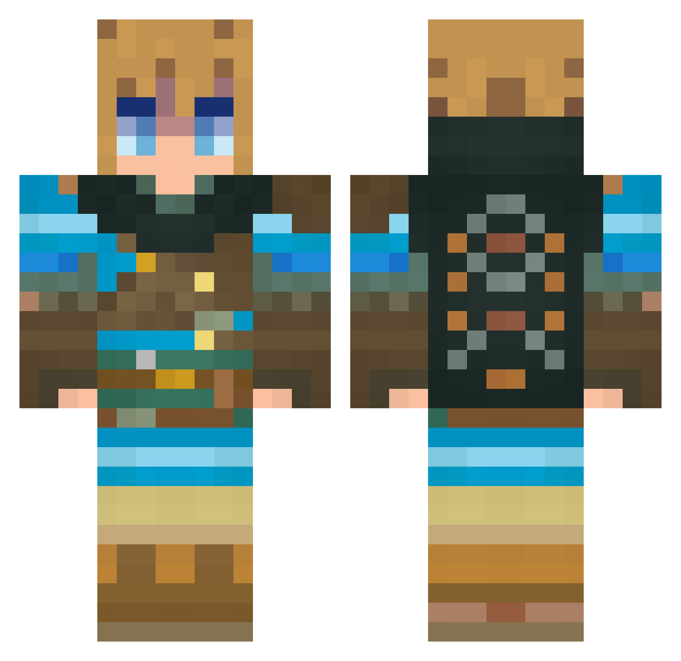 q7KM0 Minecraft skin, front and back view