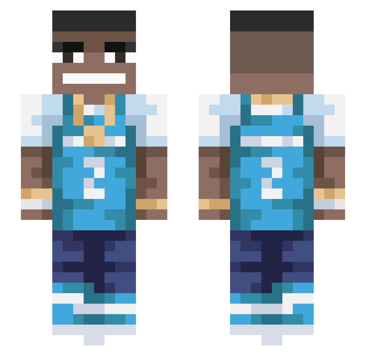 SaltyFishSauce Minecraft skin, front and back view