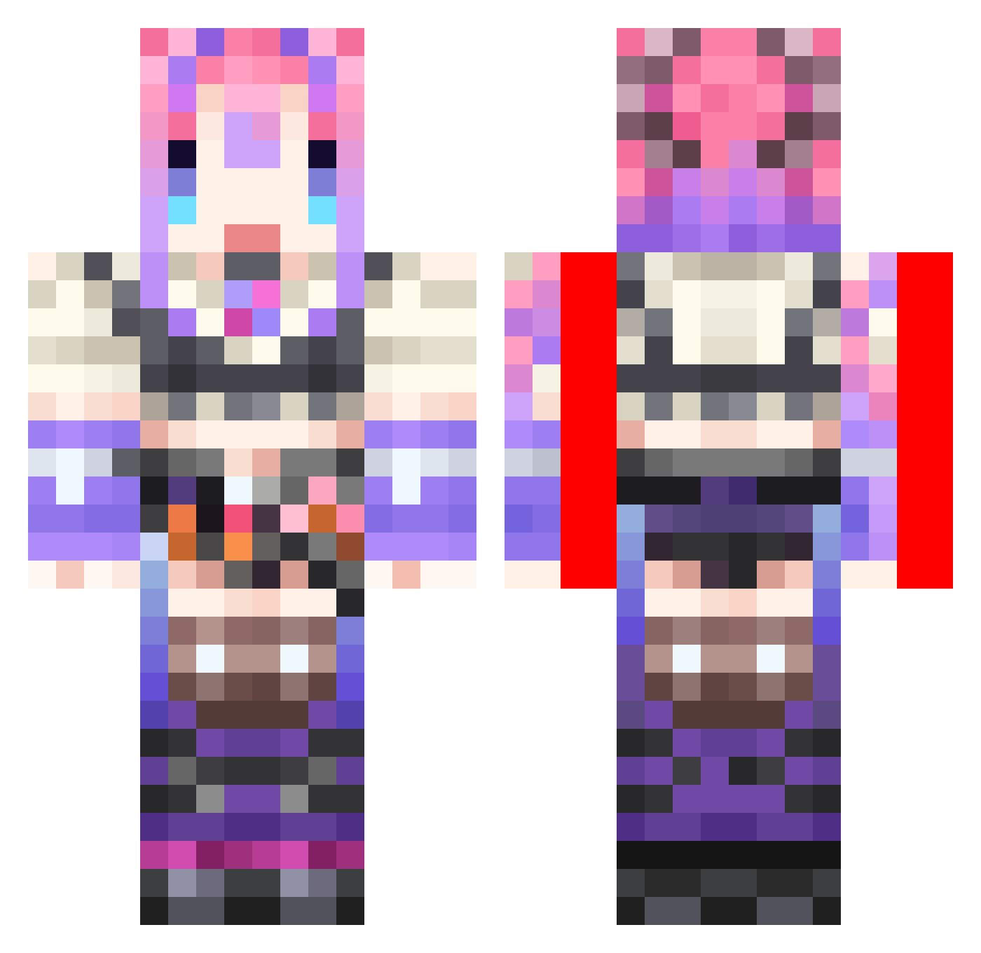 Neko_tatsuna Minecraft skin, front and back view