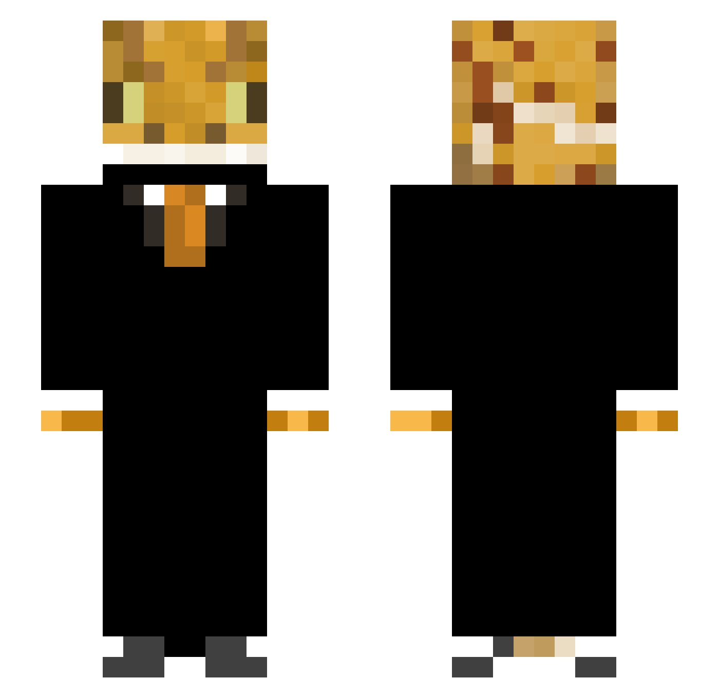 AXOdrift Minecraft skin, front and back view