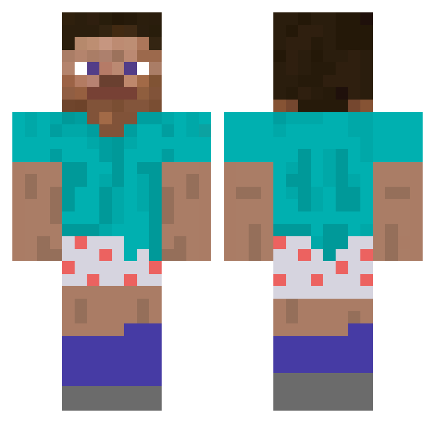 bwenny Minecraft skin, front and back view