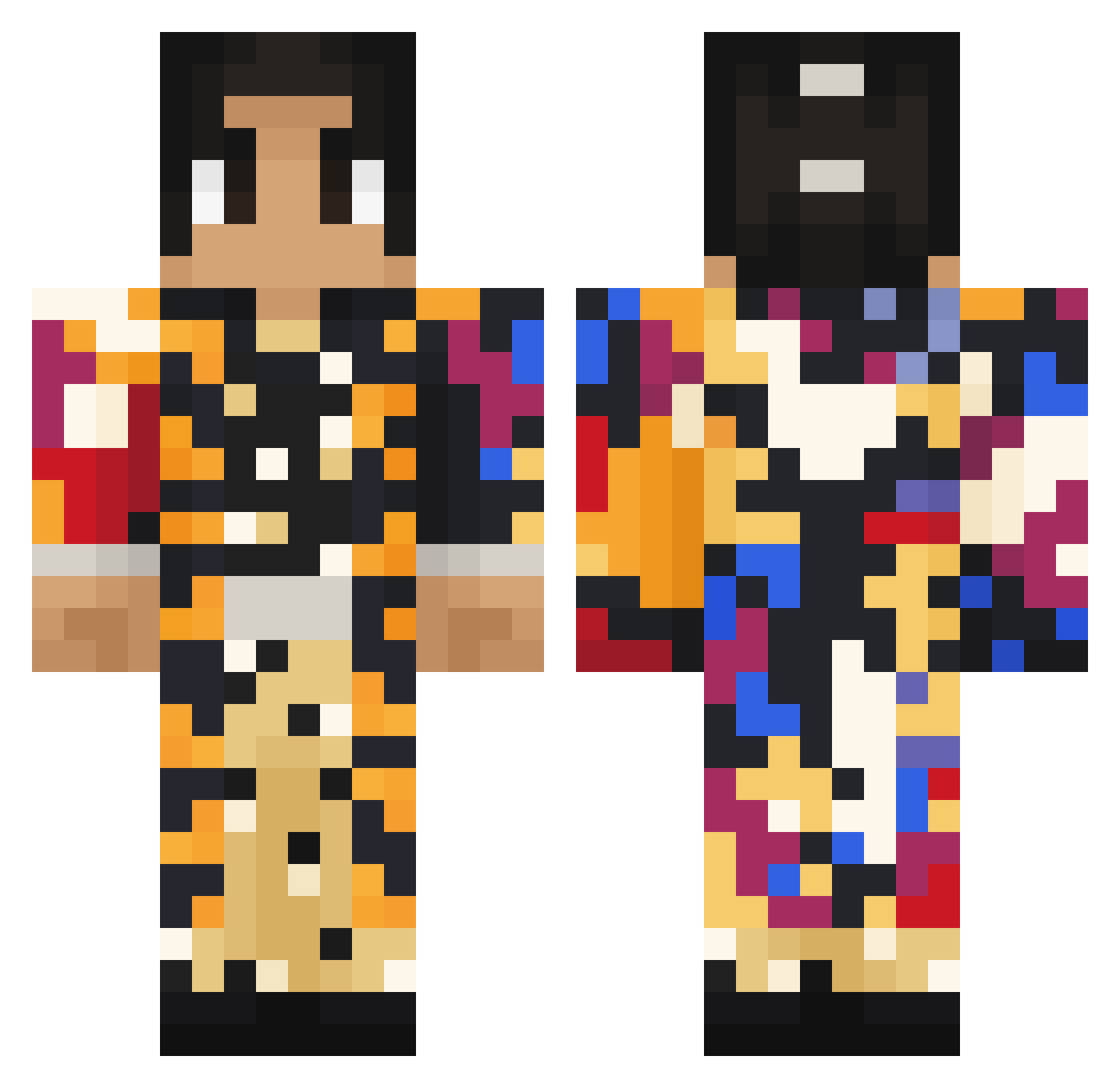 B2iters Minecraft skin, front and back view