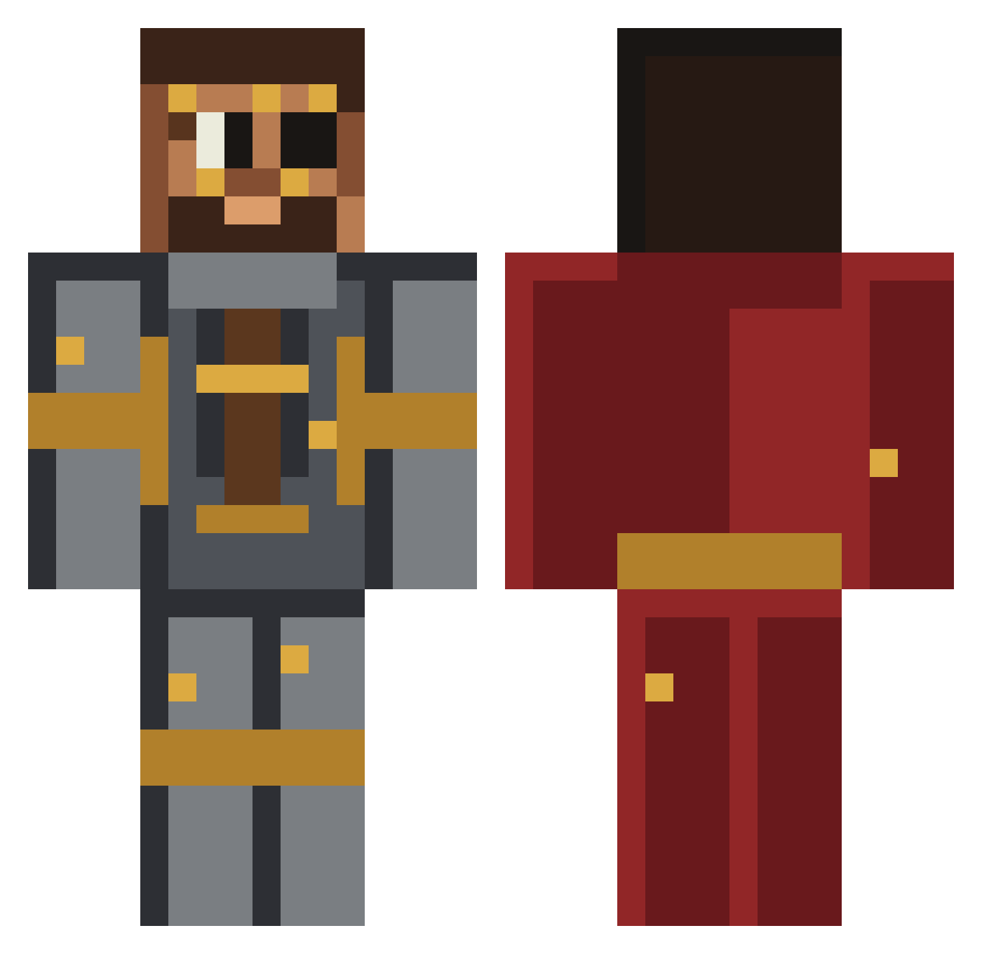 RIPCHANM Minecraft skin, front and back view