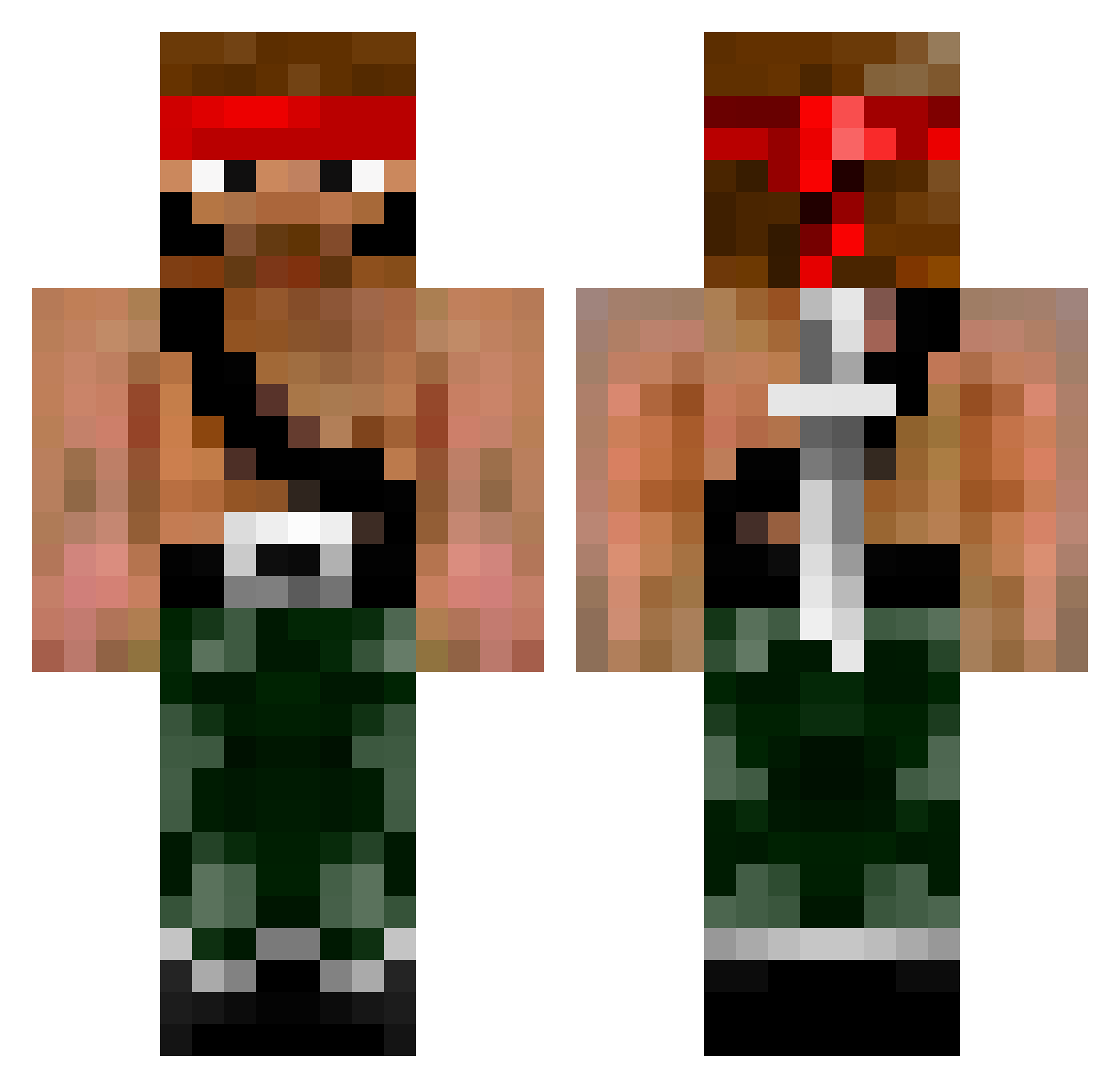 Atroce Minecraft skin, front and back view