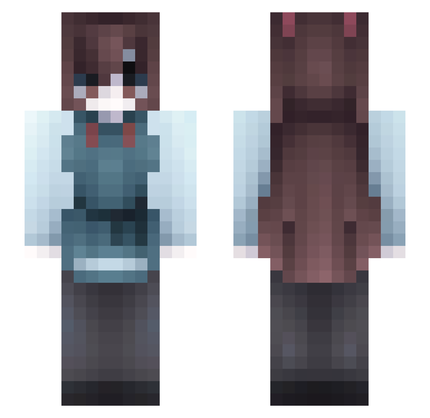 Cathedraic Minecraft skin, front and back view