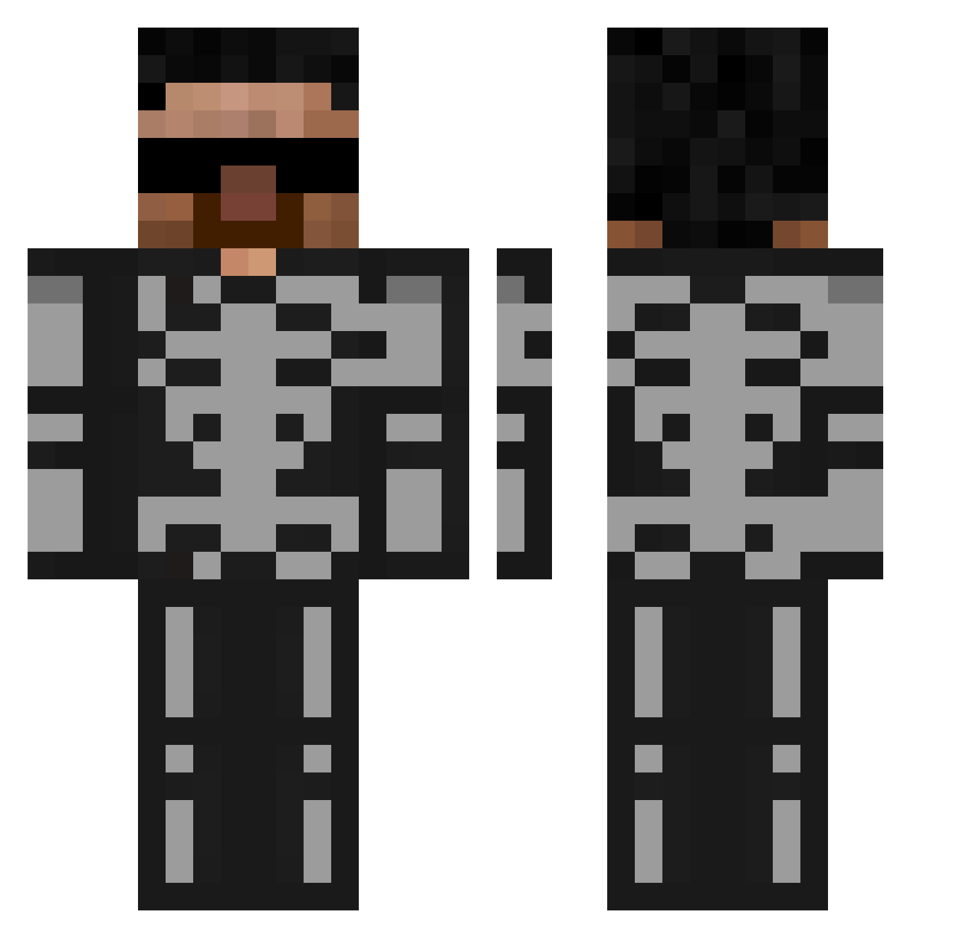 heartpullup Minecraft skin, front and back view