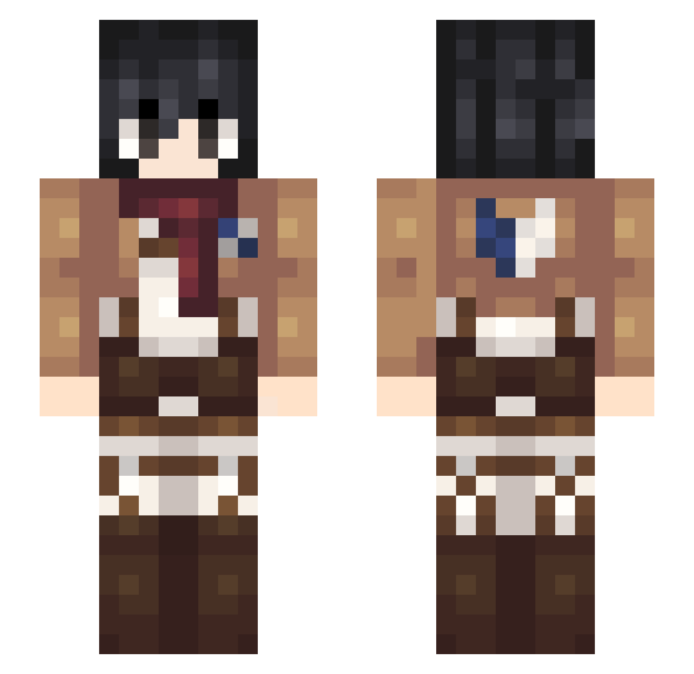 Zatus Minecraft skin, front and back view