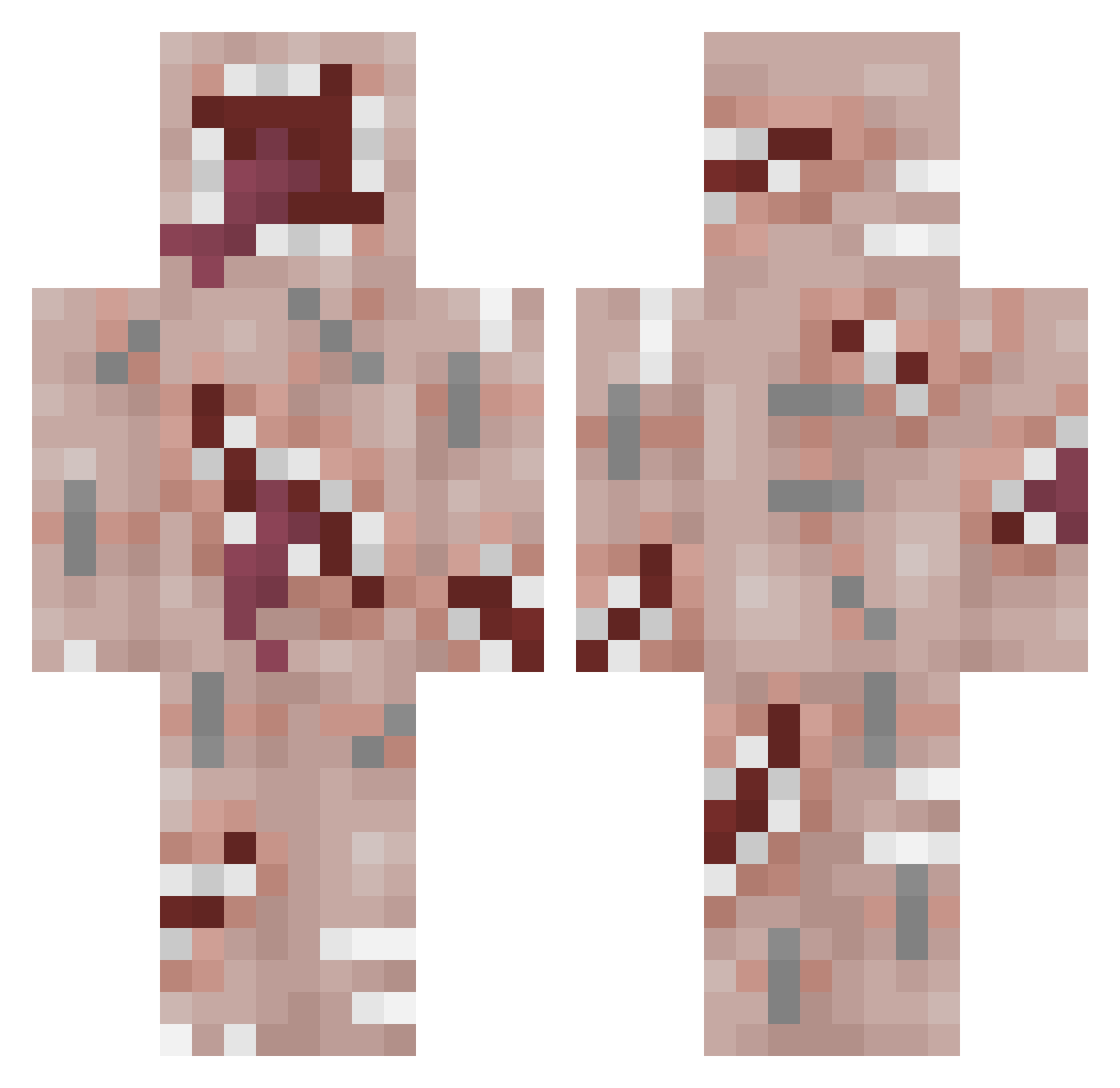 Shinomone Minecraft skin, front and back view