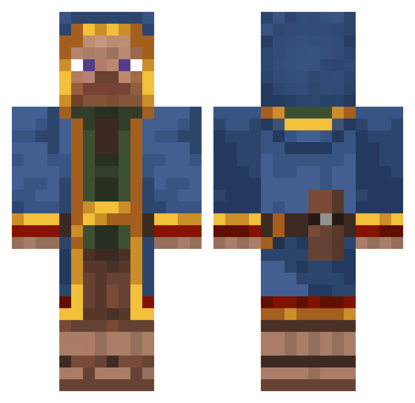 JUSTELOL Minecraft skin, front and back view