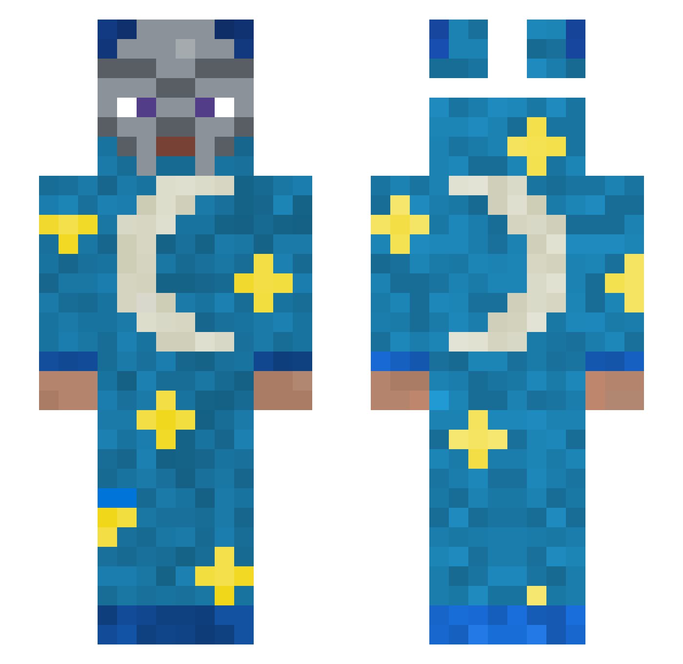 Ioou Minecraft skin, front and back view