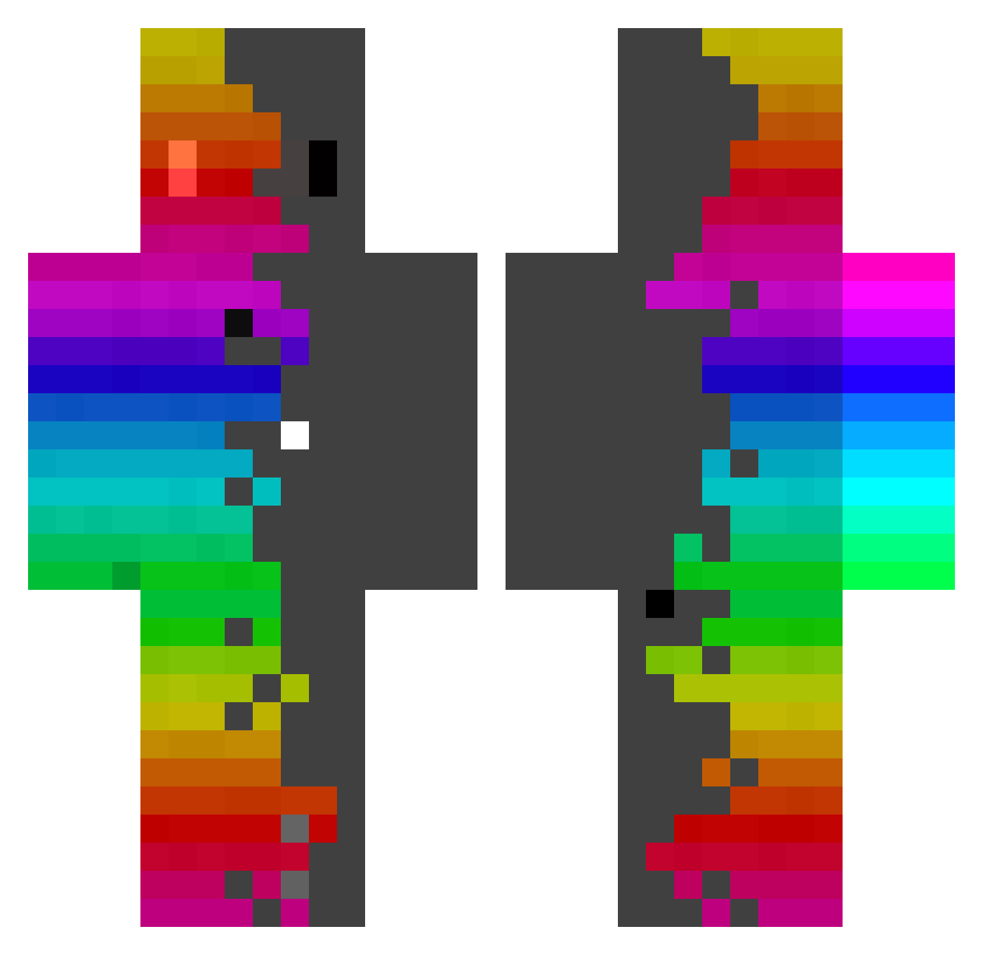 Romanix1000 Minecraft skin, front and back view