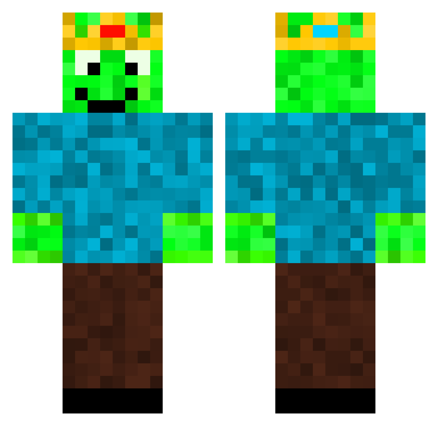 zawicher Minecraft skin, front and back view