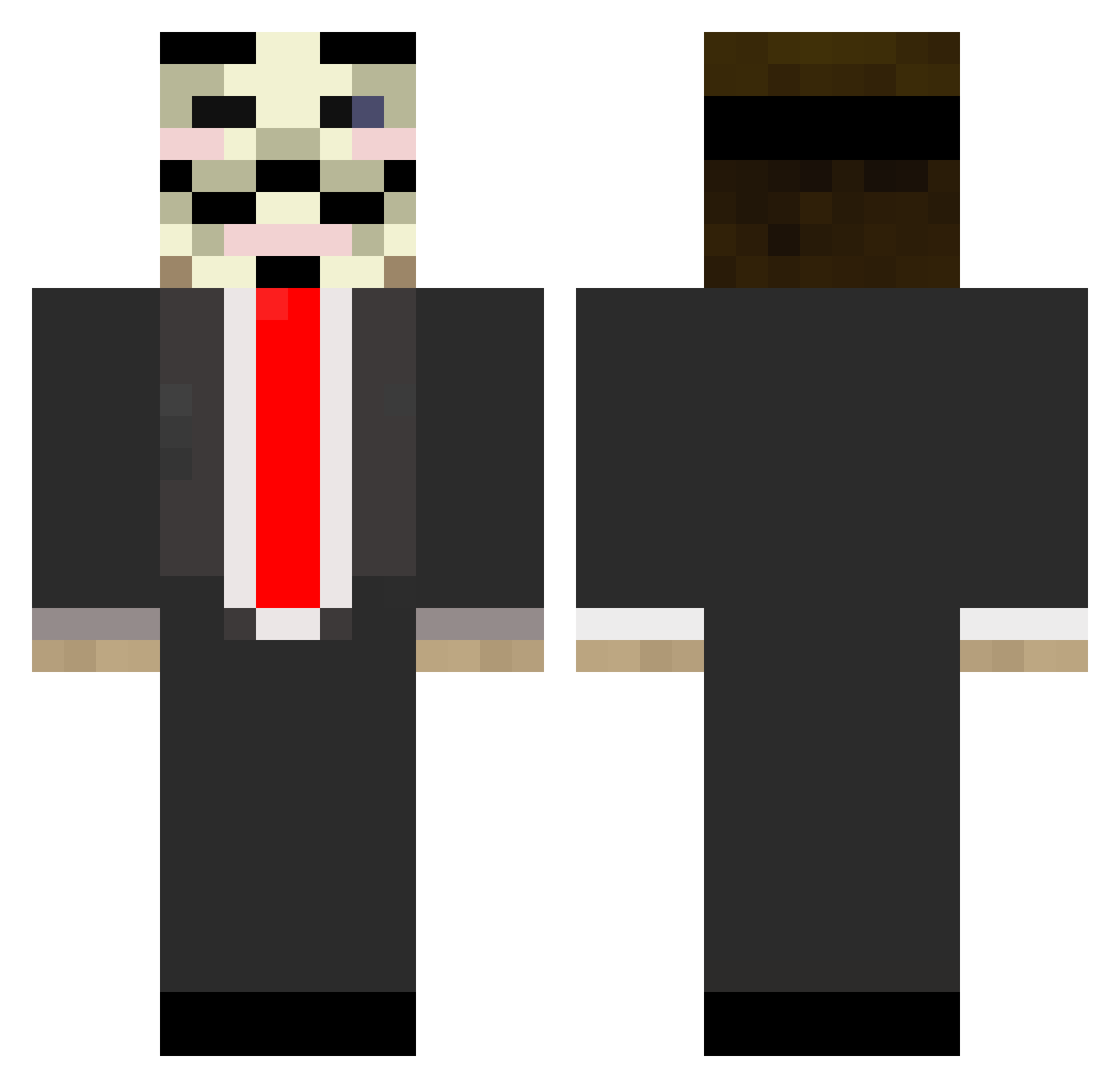 Scuffled Minecraft skin, front and back view