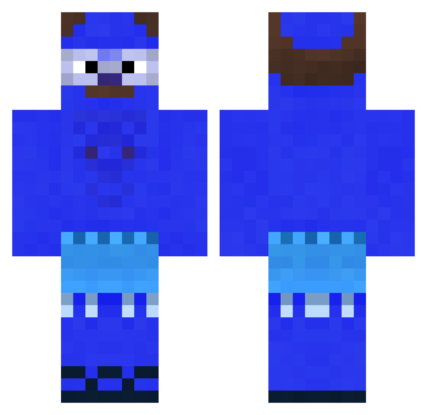 Shovel_chin Minecraft skin, front and back view