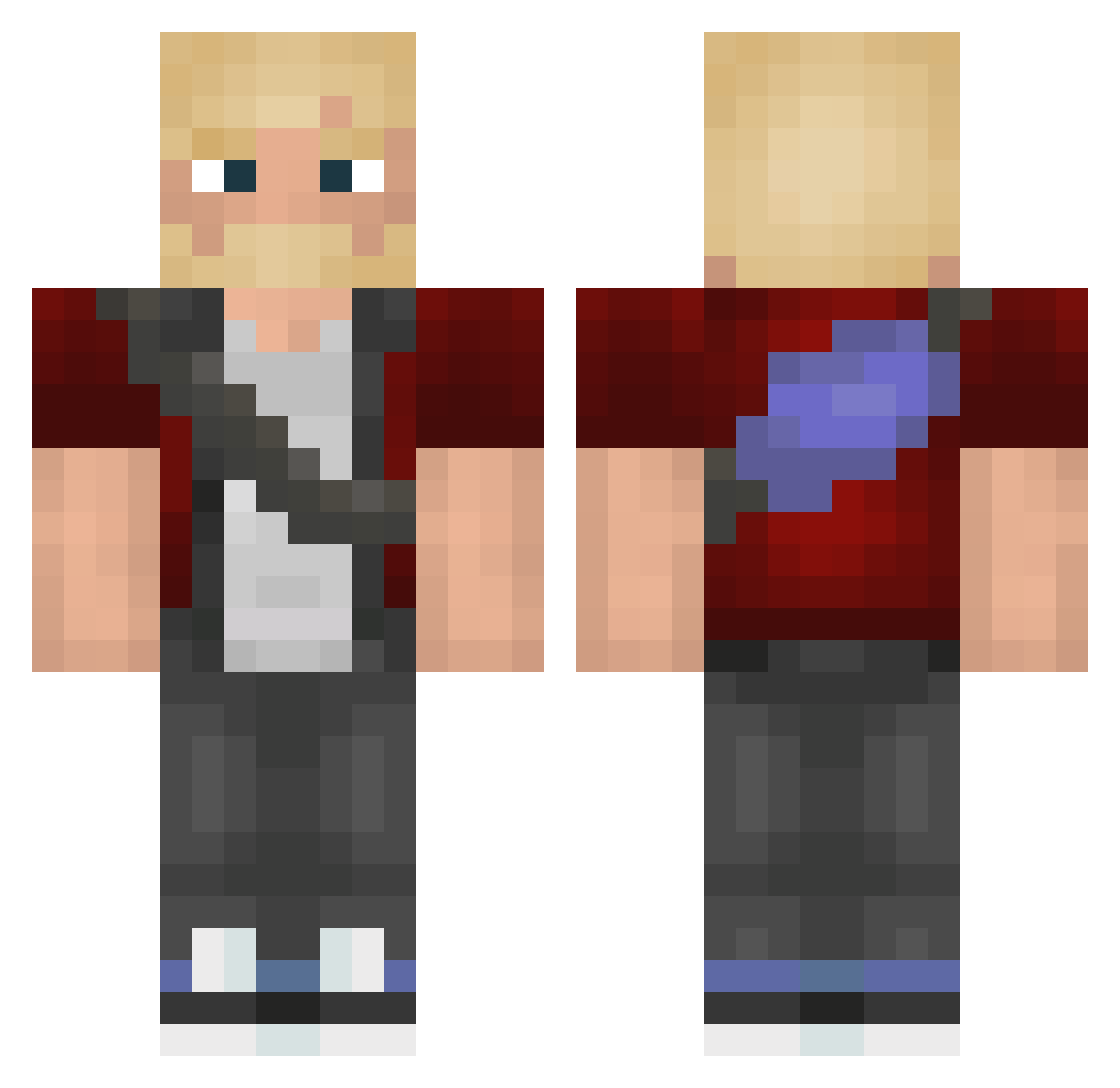 Instafuzz Minecraft skin, front and back view