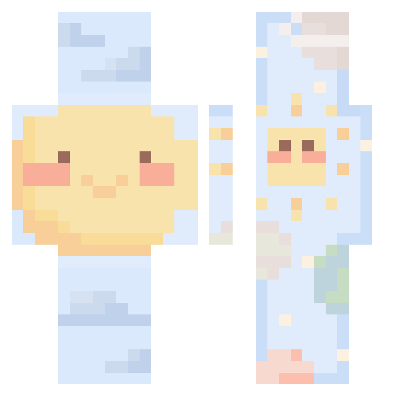 FunnyFrog127 Minecraft skin, front and back view