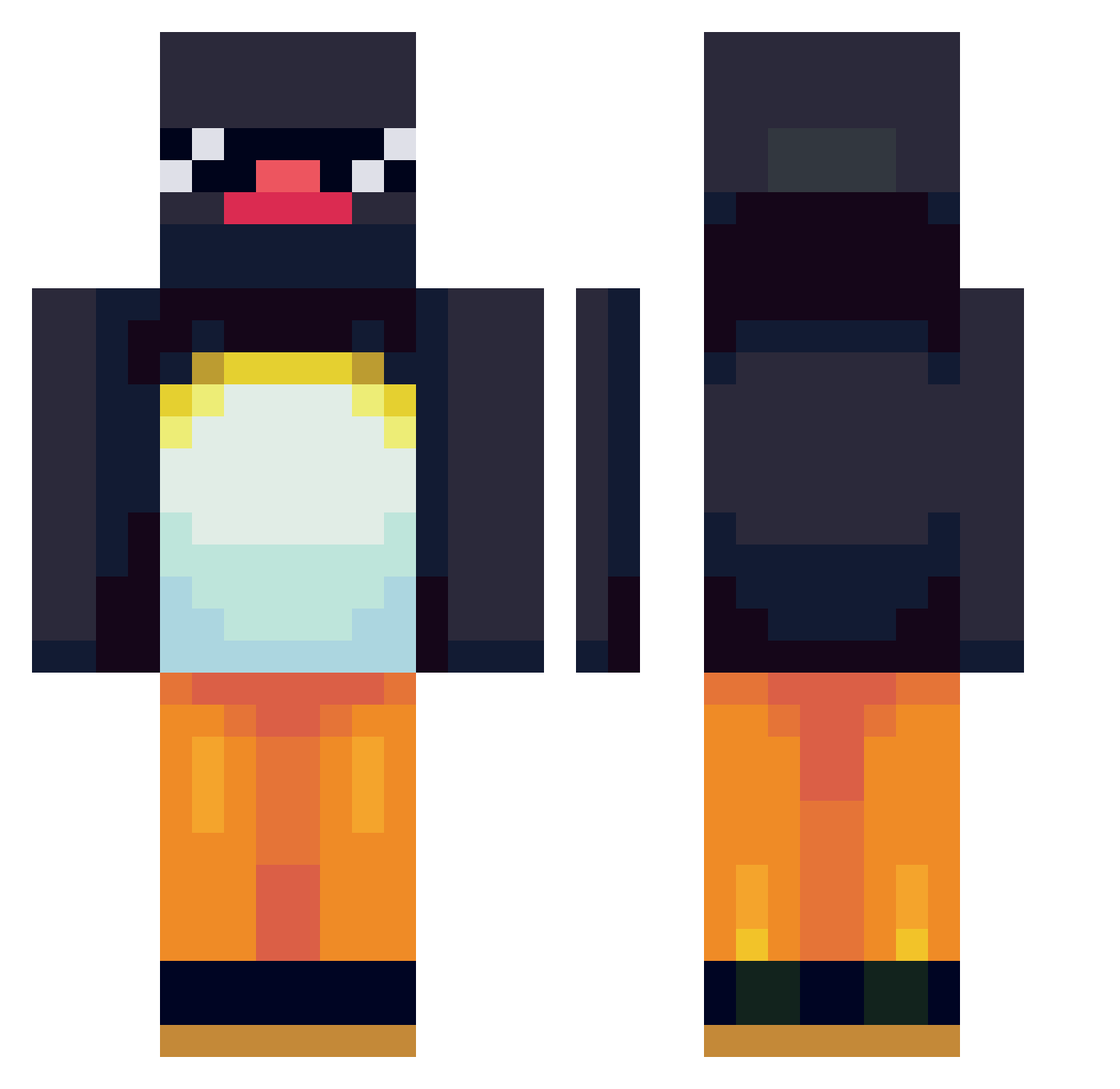 Tosle Minecraft skin, front and back view