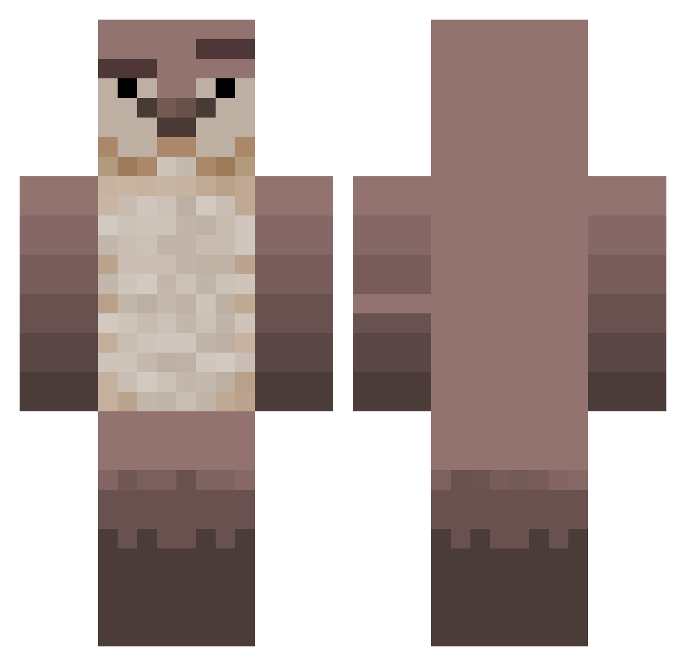 rotupapi Minecraft skin, front and back view