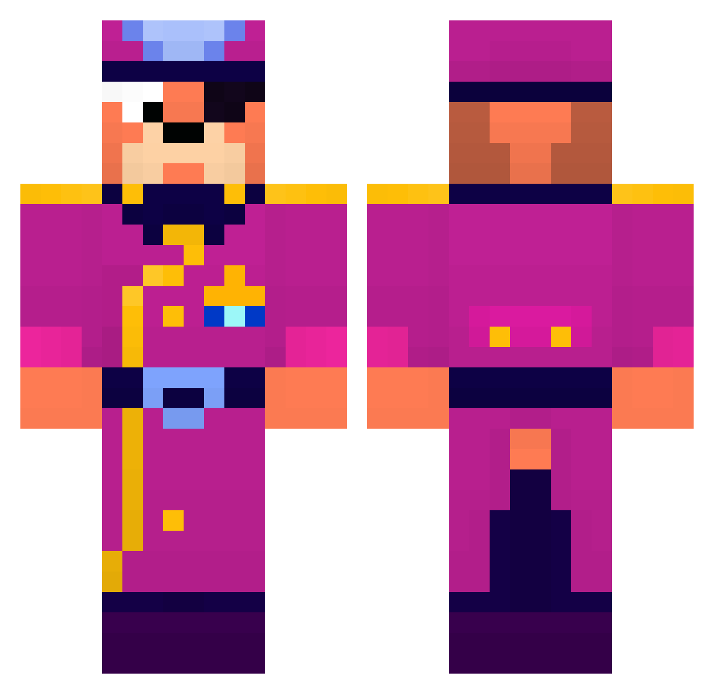 Smug0 Minecraft skin, front and back view