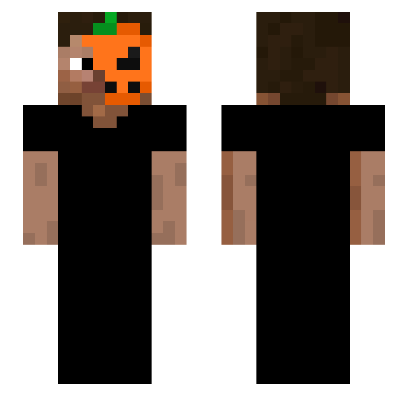 LowkyWithNoBrain Minecraft skin, front and back view