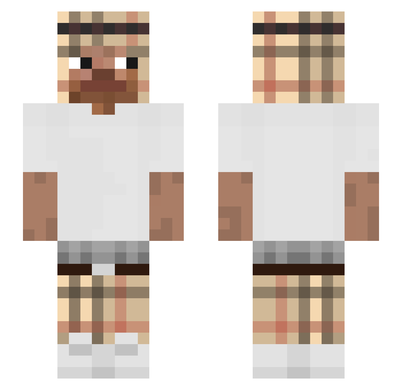 freebobux Minecraft skin, front and back view