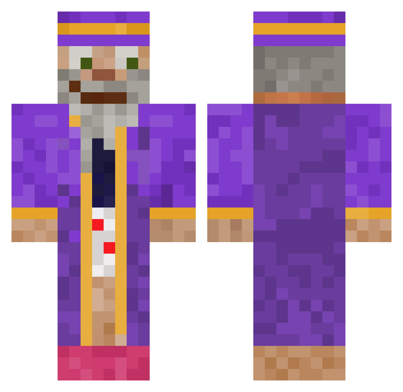 Strapami Minecraft skin, front and back view