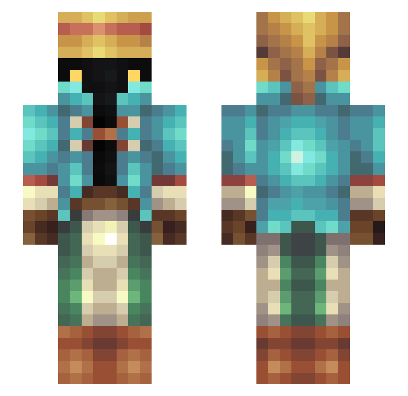 Ykran Minecraft skin, front and back view