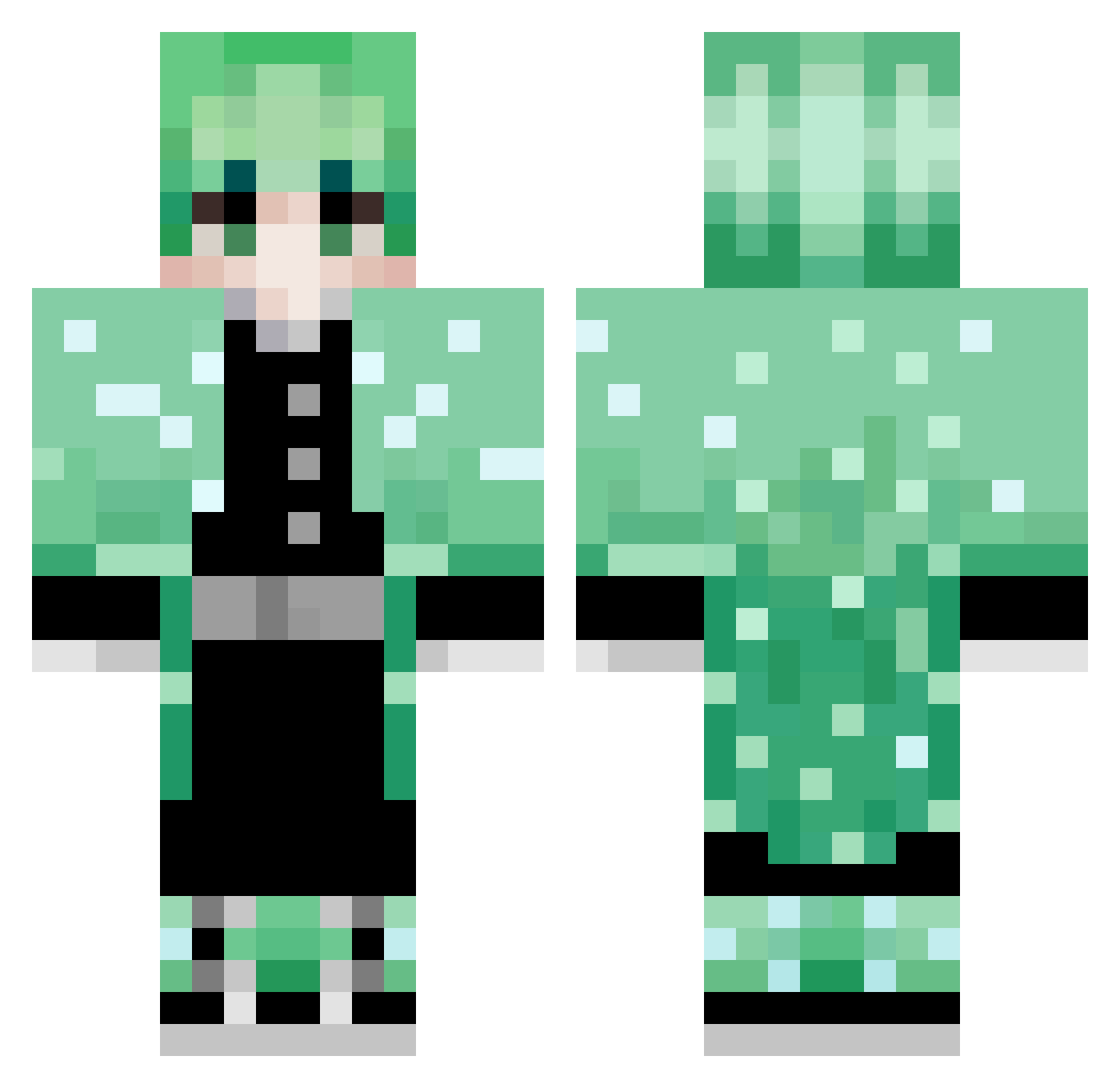 Elvegetal777 Minecraft skin, front and back view