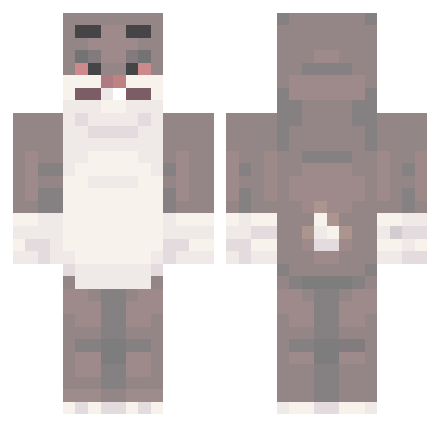 Actually Minecraft skin, front and back view