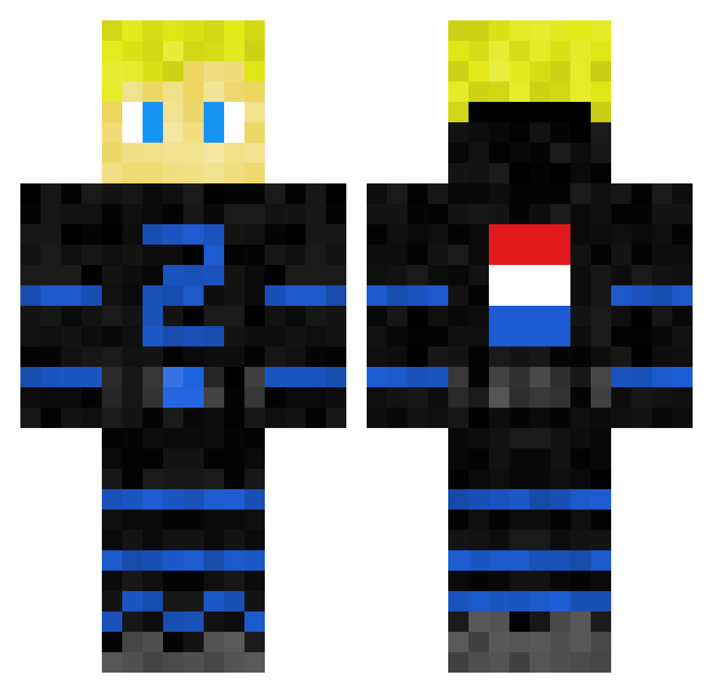 Zyphe Minecraft skin, front and back view