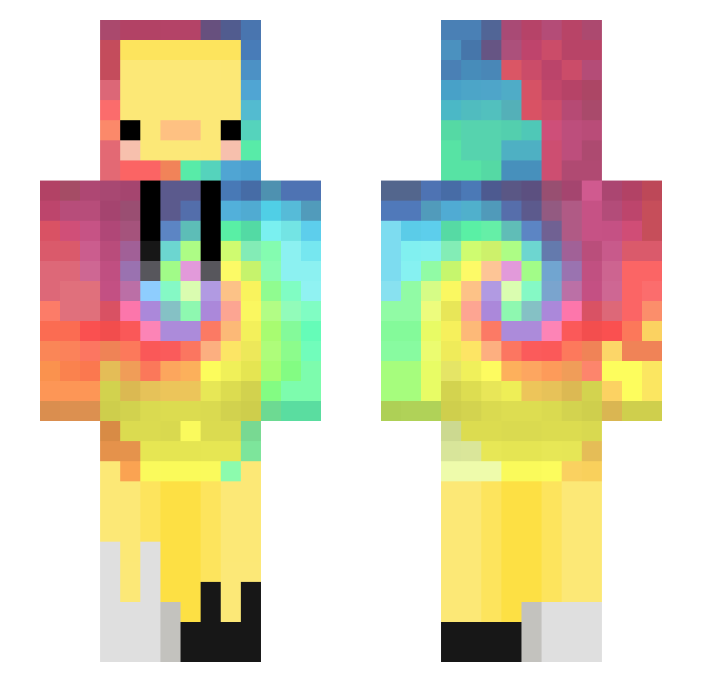 Applezes Minecraft skin, front and back view