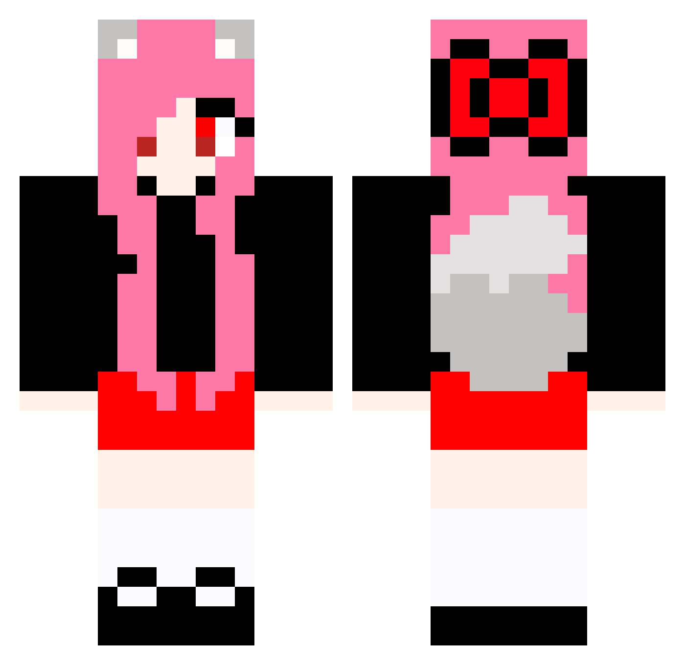 Whiteharin Minecraft skin, front and back view