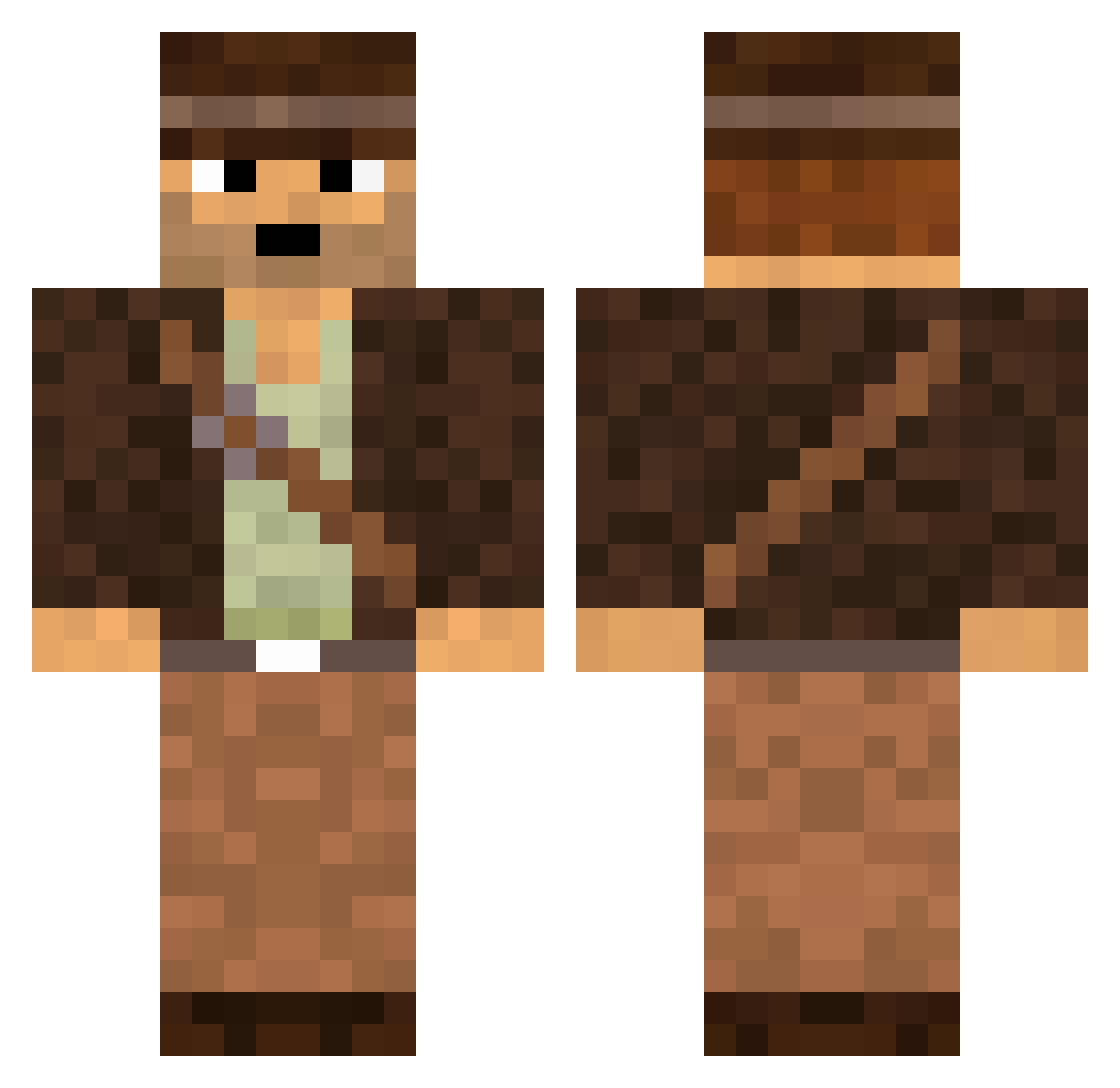 Dreadder Minecraft skin, front and back view