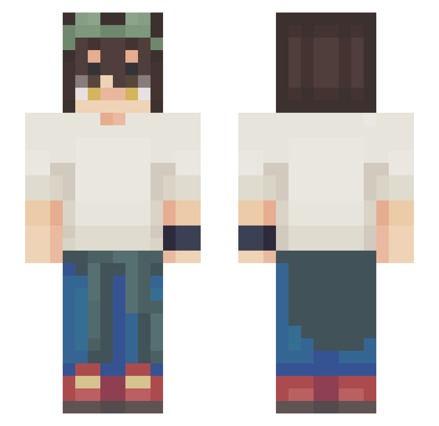 zapetto Minecraft skin, front and back view
