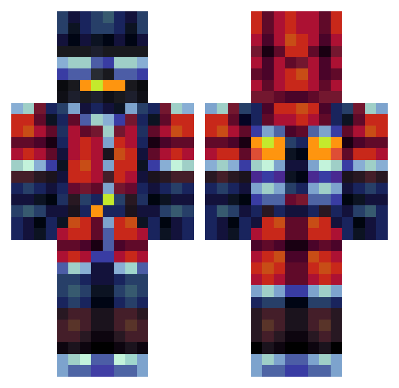 theragingstorm Minecraft skin, front and back view