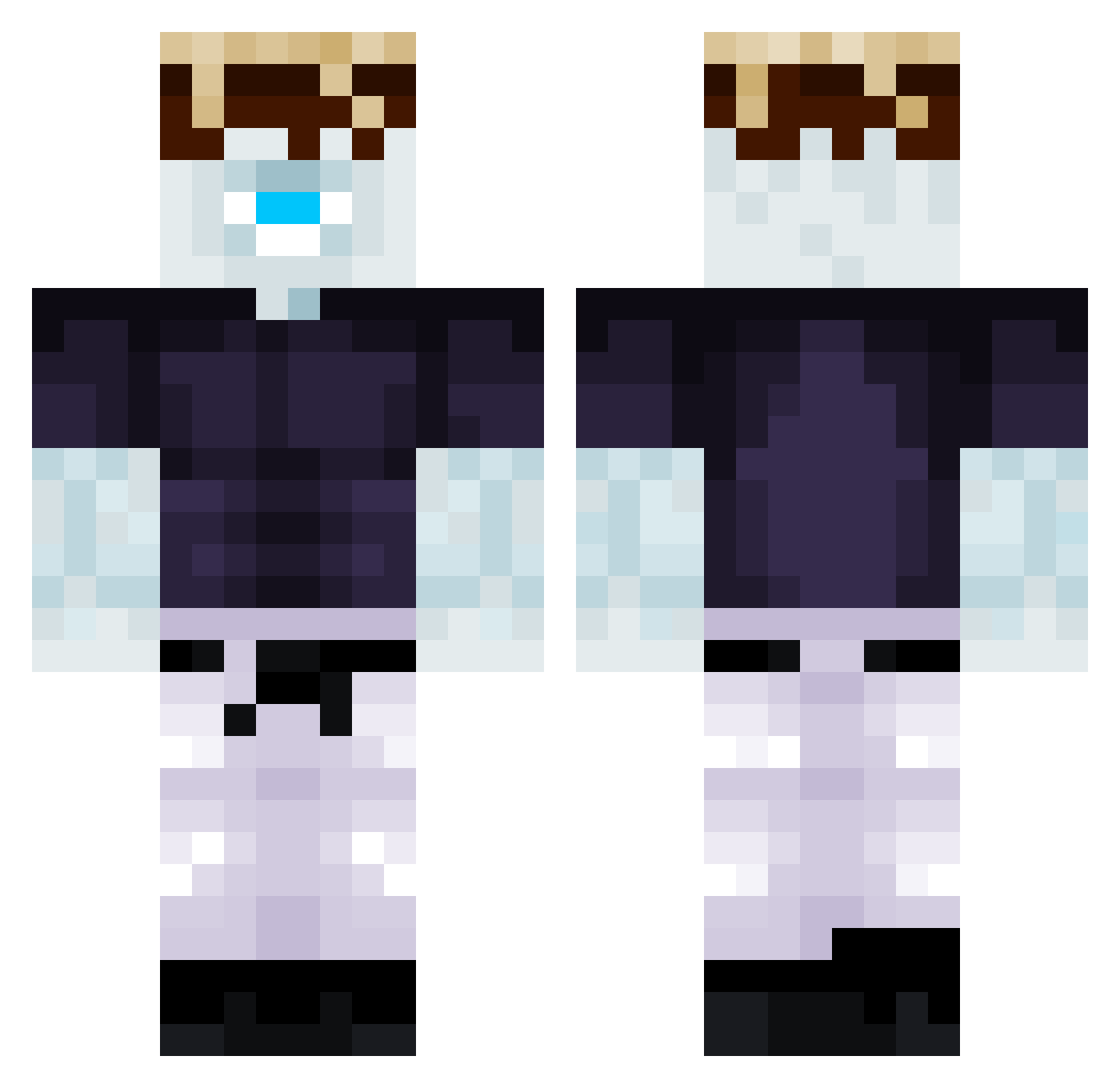 blankbody Minecraft skin, front and back view