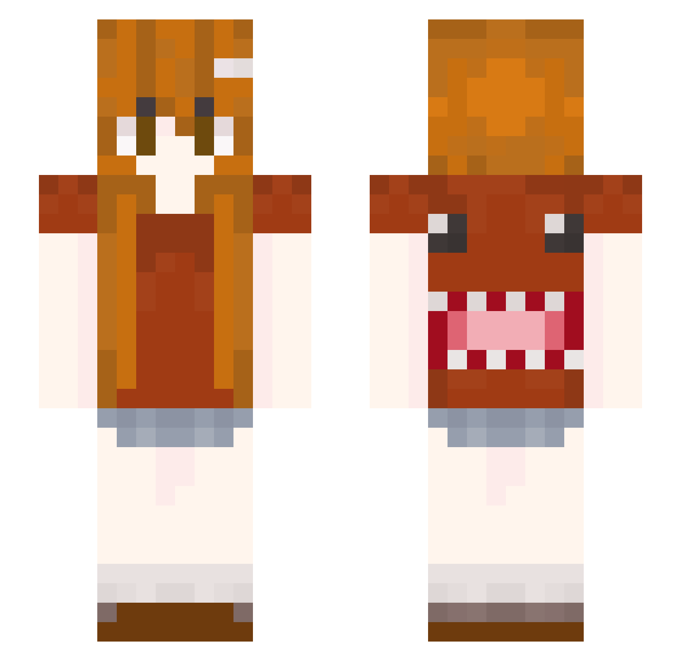 Mira_D Minecraft skin, front and back view