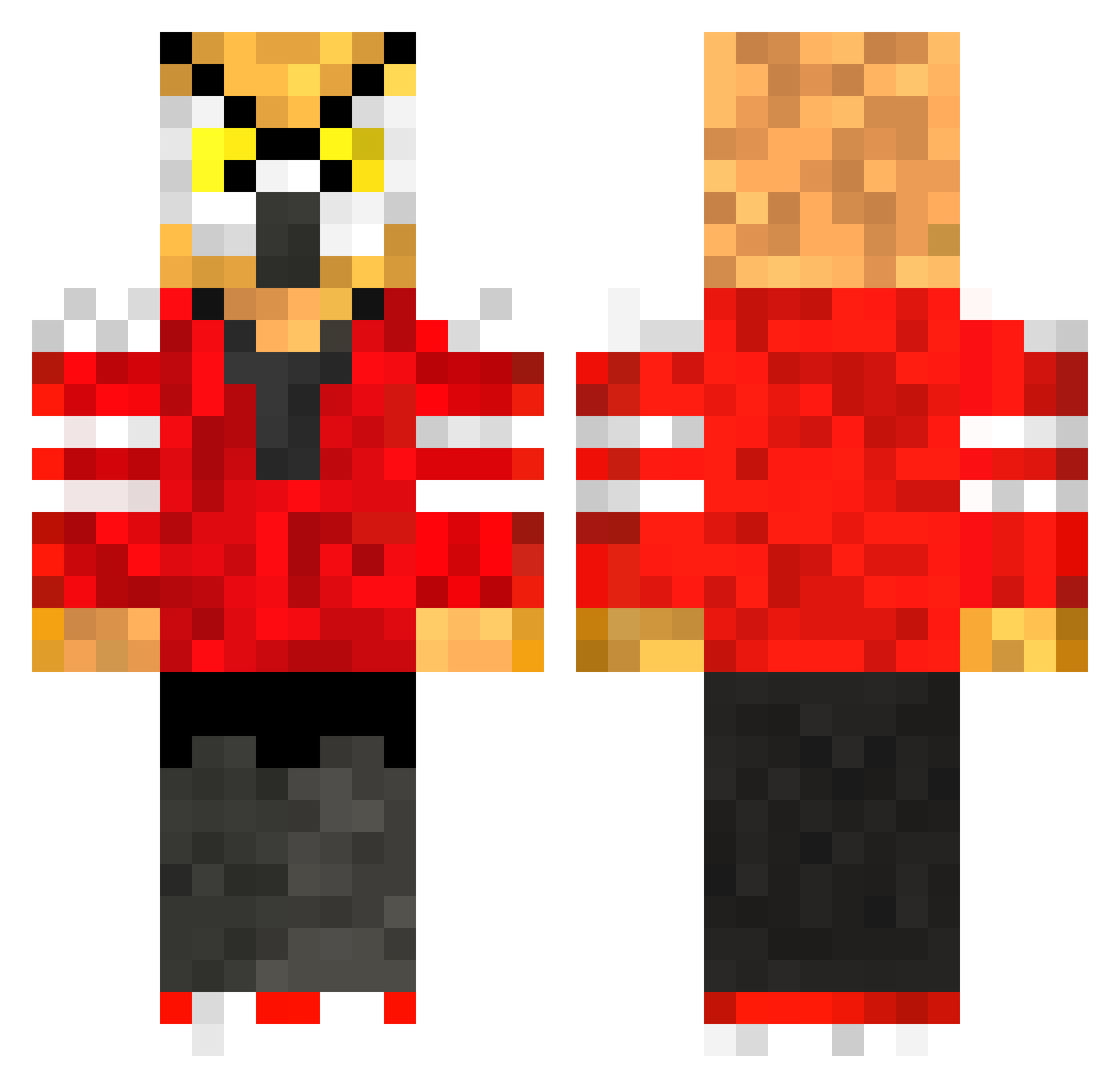 Cyberblader Minecraft skin, front and back view