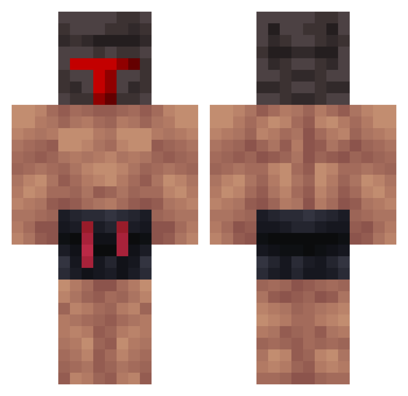 JackLaden Minecraft skin, front and back view