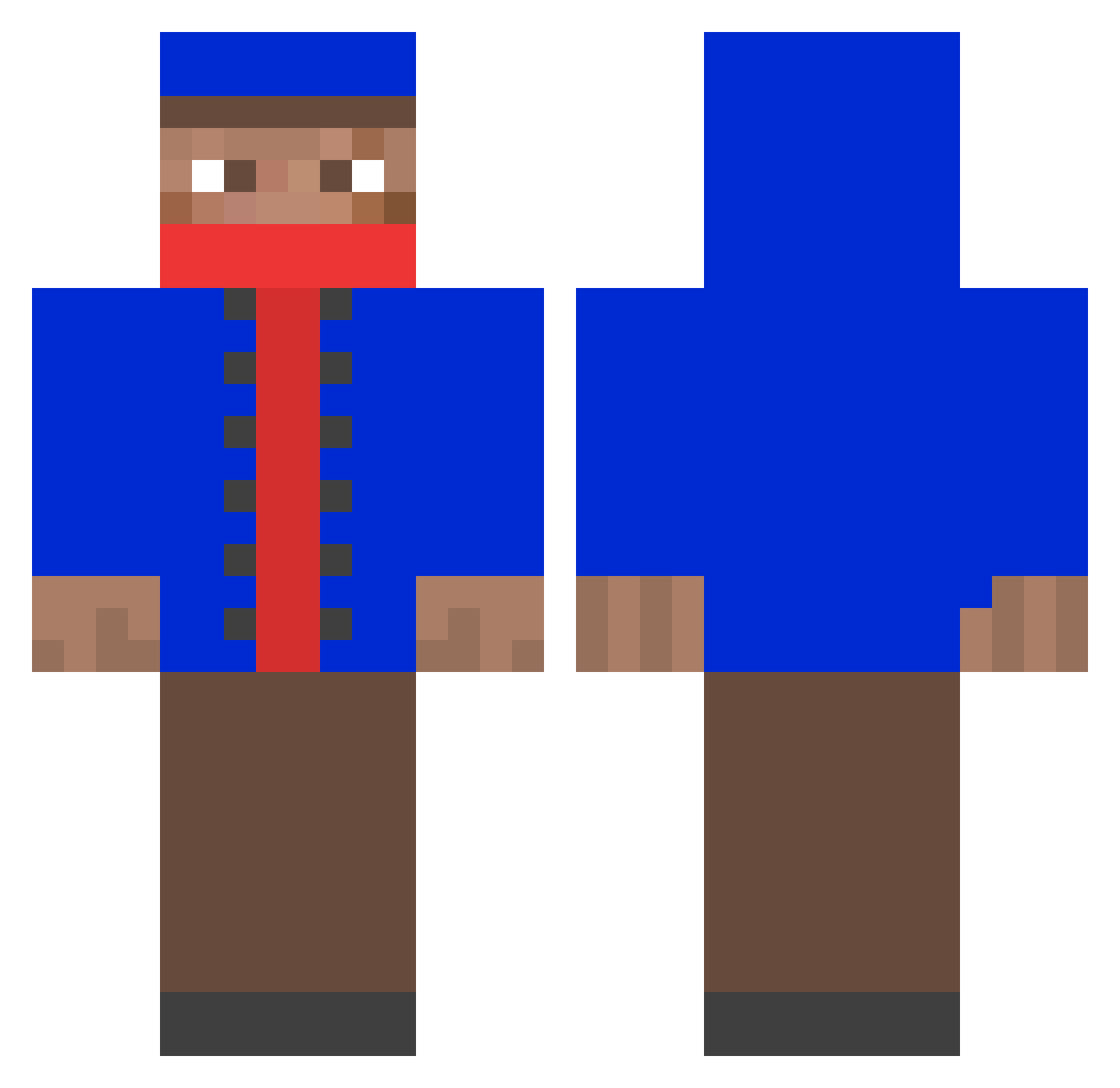 tunzer Minecraft skin, front and back view
