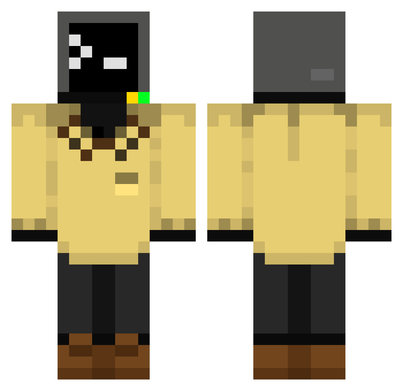 Yarou Minecraft skin, front and back view