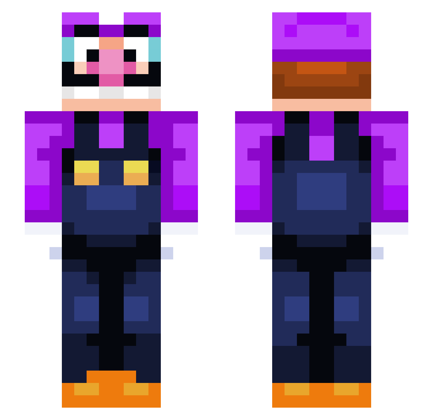 bokogod Minecraft skin, front and back view