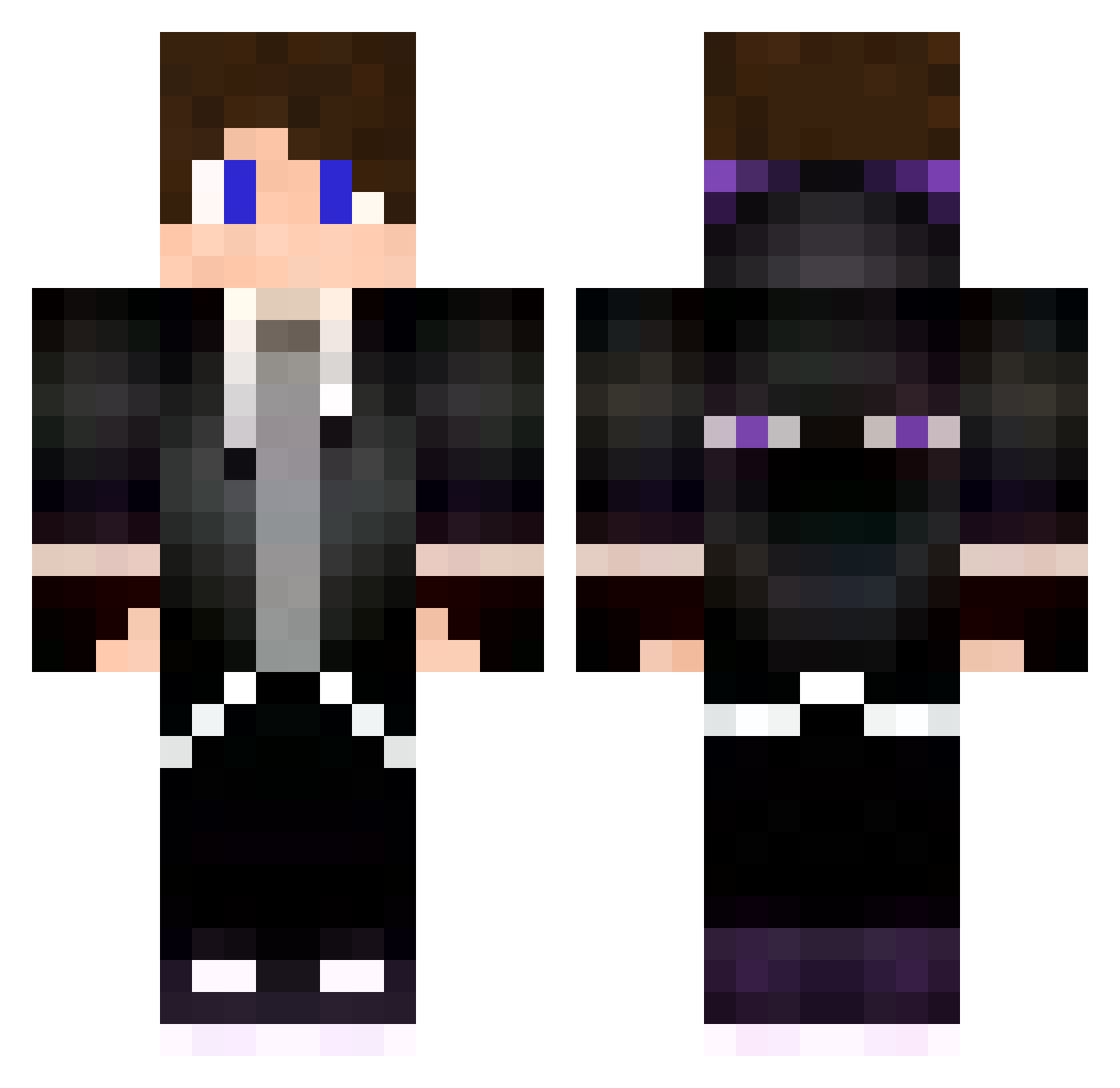 Silential Minecraft skin, front and back view