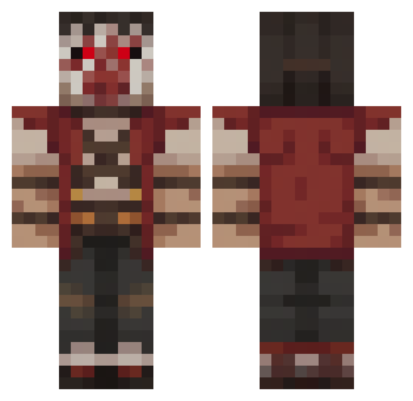 Xitsa Minecraft skin, front and back view